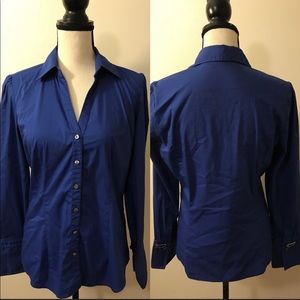 EXPRESS Women Button Down Shirt Top Sz M Blue